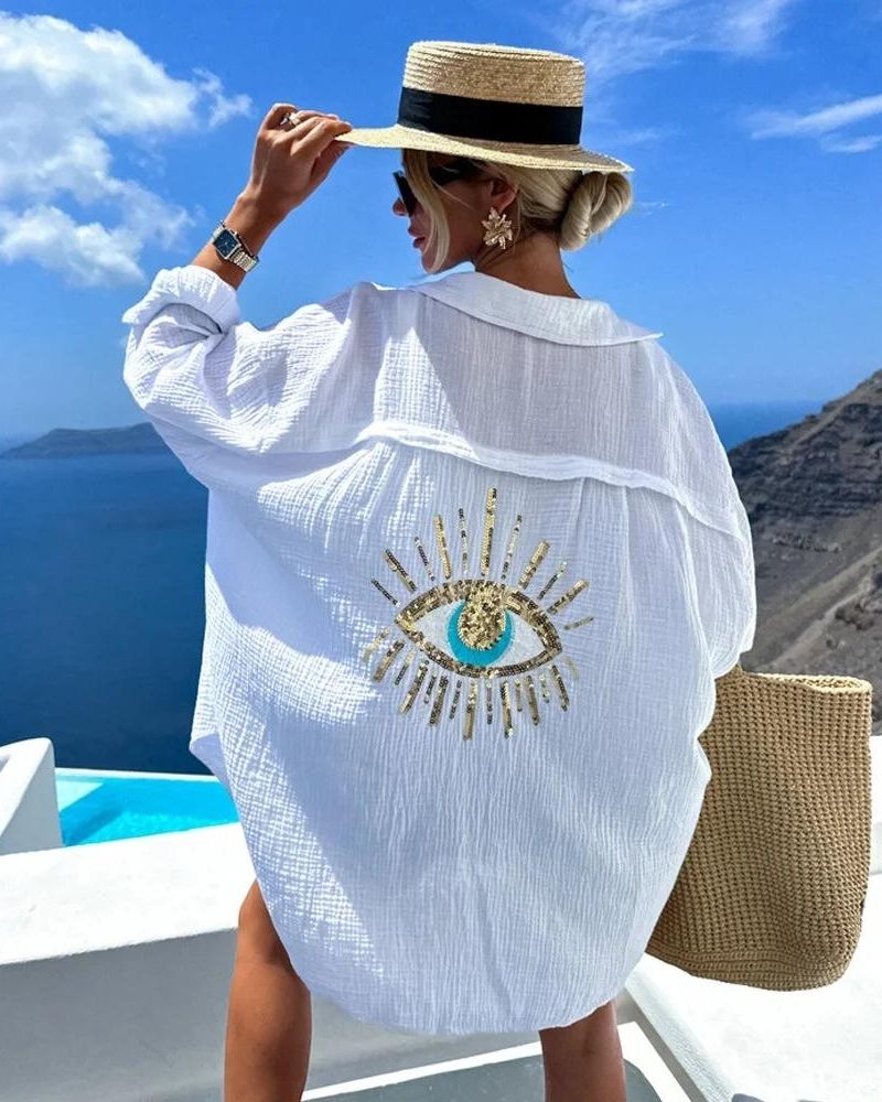 SORAYA - Casual paillettenbehaalde shirt